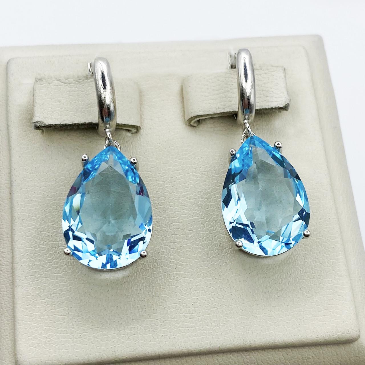 Серьги серебряные с голубым кварцем 7,7 г (1888483221)