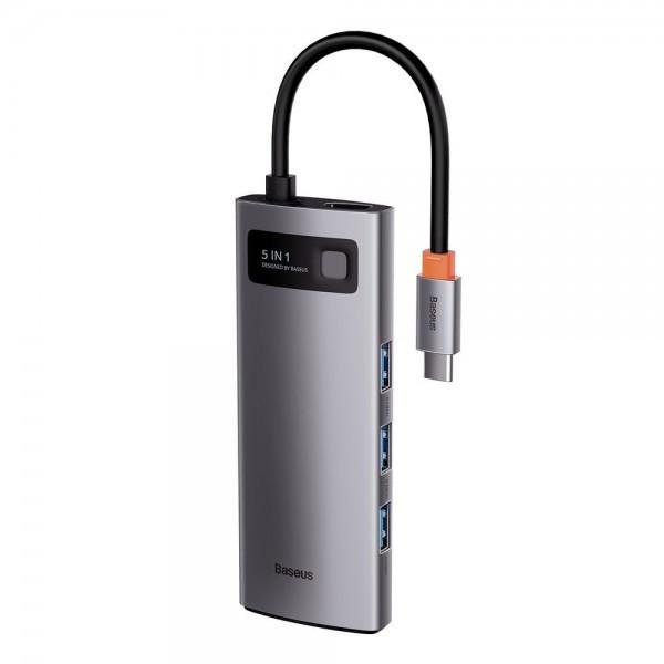 Концентратор хаб Baseus Metal Gleam CAHUB-CX0G HDMI 100 Вт USB/Type-C 5в1 (1694194074)
