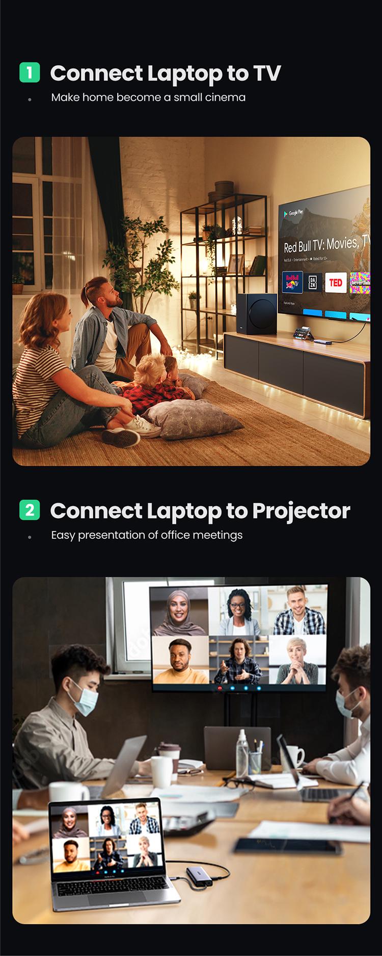 USB-хаб UGREEN Type-C-2x USB 3.0/5 Гбіт/с 2x HDMI 4K 60Hz/USB 2.0 480 Мбіт/с RJ45 1 Гбіт/с SD/TF карти Type-C PD 60W USB-C Сірий (90119) - фото 4 USB-хаб UGREEN Type-C-2x USB 3.0/5 Гбіт/с 2x HDMI 4K 60Hz/USB 2.0 480 Мбіт/с RJ45 1 Гбіт/с SD/TF карти Type-C PD 60W USB-C Сірий (90119) - фото 4