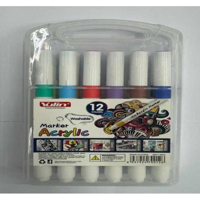 Набір універсальних акрилових маркерів Y04 з кейсом 12 кольорів (10028) - фото 8 Набір універсальних акрилових маркерів Y04 з кейсом 12 кольорів (10028) - фото 8