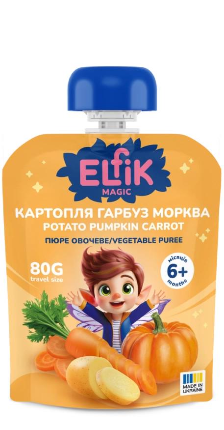 Детское пюре овощное Elfik Magic Картофель/Тыква/Морковь 80 г (30824287)
