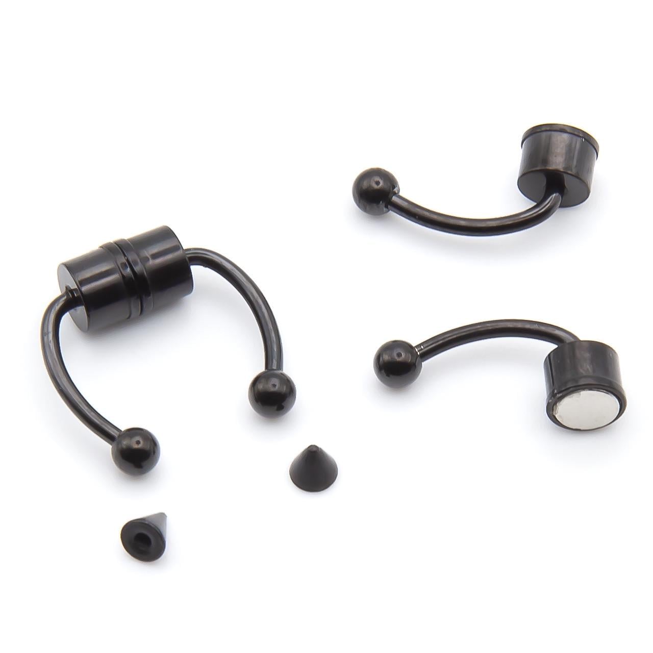 Полукольцо магнитное с 2 насадки пирсинг из нержавеющей стали 13х1х5 мм 1 шт. Черный (ПС1301н06)