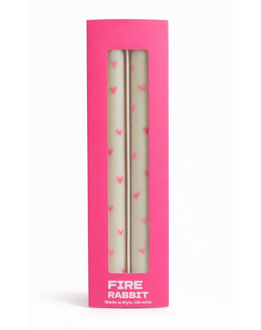 Набір із двох столових соєвих свічок з сердечком FIRE RABBIT білий One size