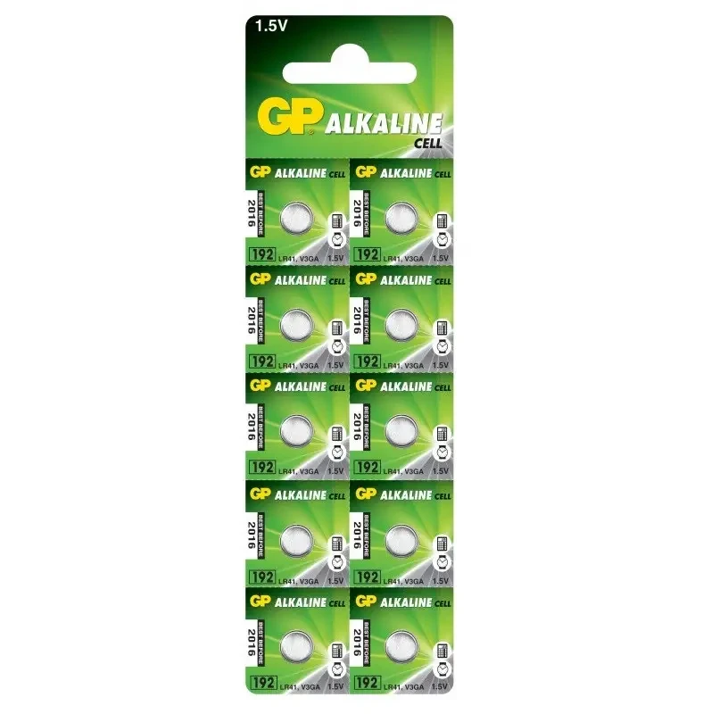 Батарейка GP дискова Alkaline Button Cell 1.5V 192-U10 AG3 LR41