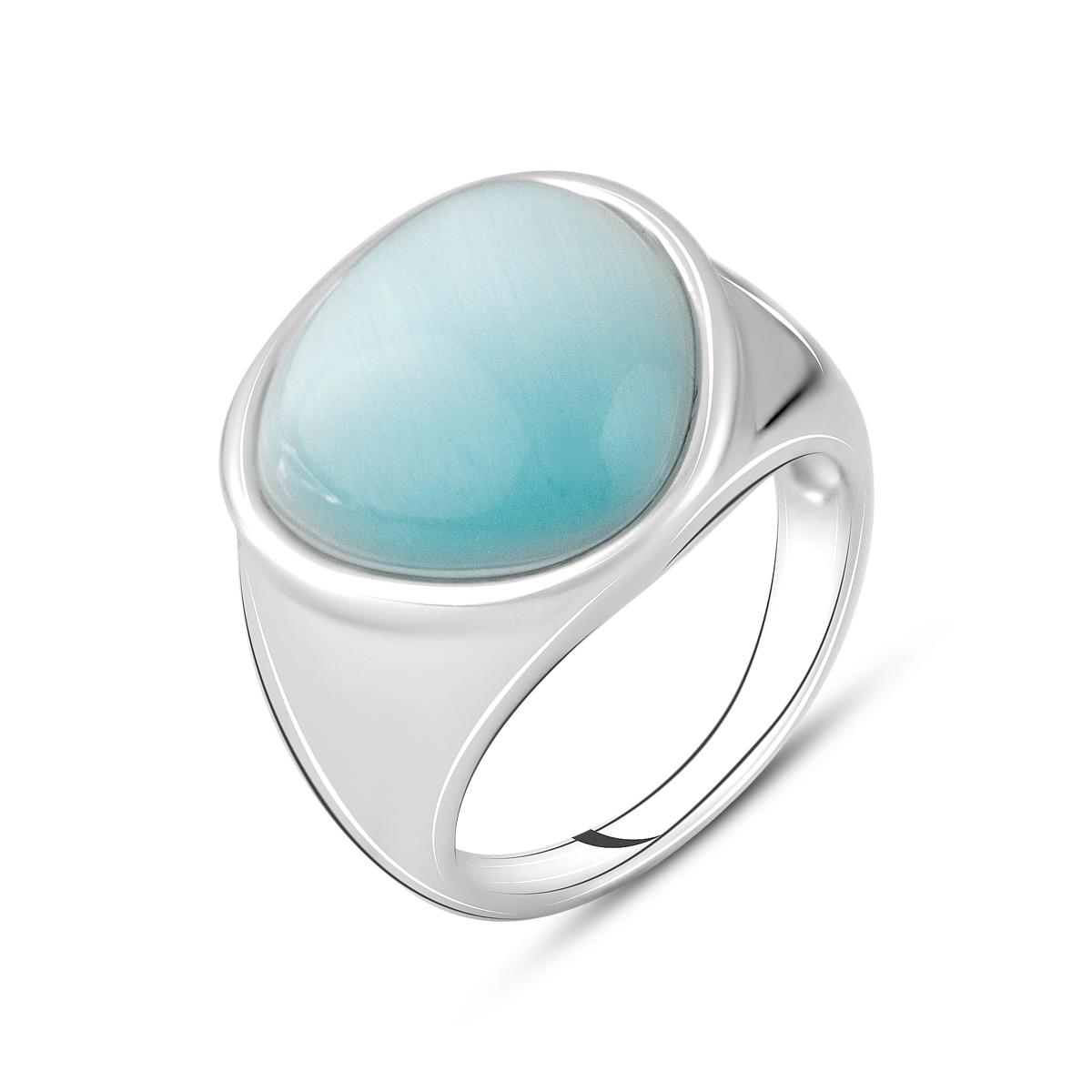 Кольцо серебряное с кошачьим глазом 9,2 ct 7,22 г р. 17,5 (2125778)