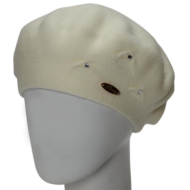 Берет женский Lirus Кристал осенний тонкой вязки  Молочный