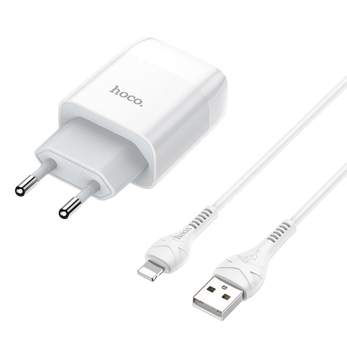 Зарядний пристрій Hoco C72A Glorious Single Port Charger Set USB to Lightning Cable White (6931474712998)