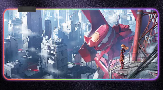 Коврик для мышки с принтом Аниме Evangelion LED подсветка 800х300х4 мм (2140942762)