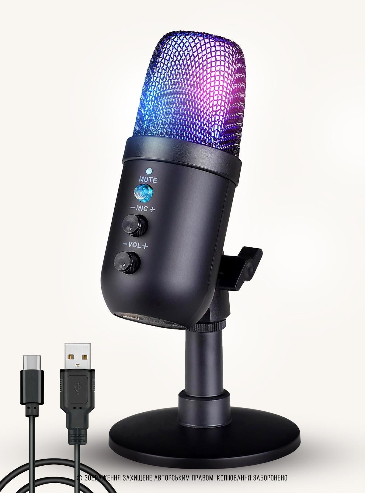 Микрофон студийный OnePro MU1000 с LED подсветкой конденсаторный Черный (73764) Микрофон студийный OnePro MU1000 с LED подсветкой конденсаторный Черный (73764)