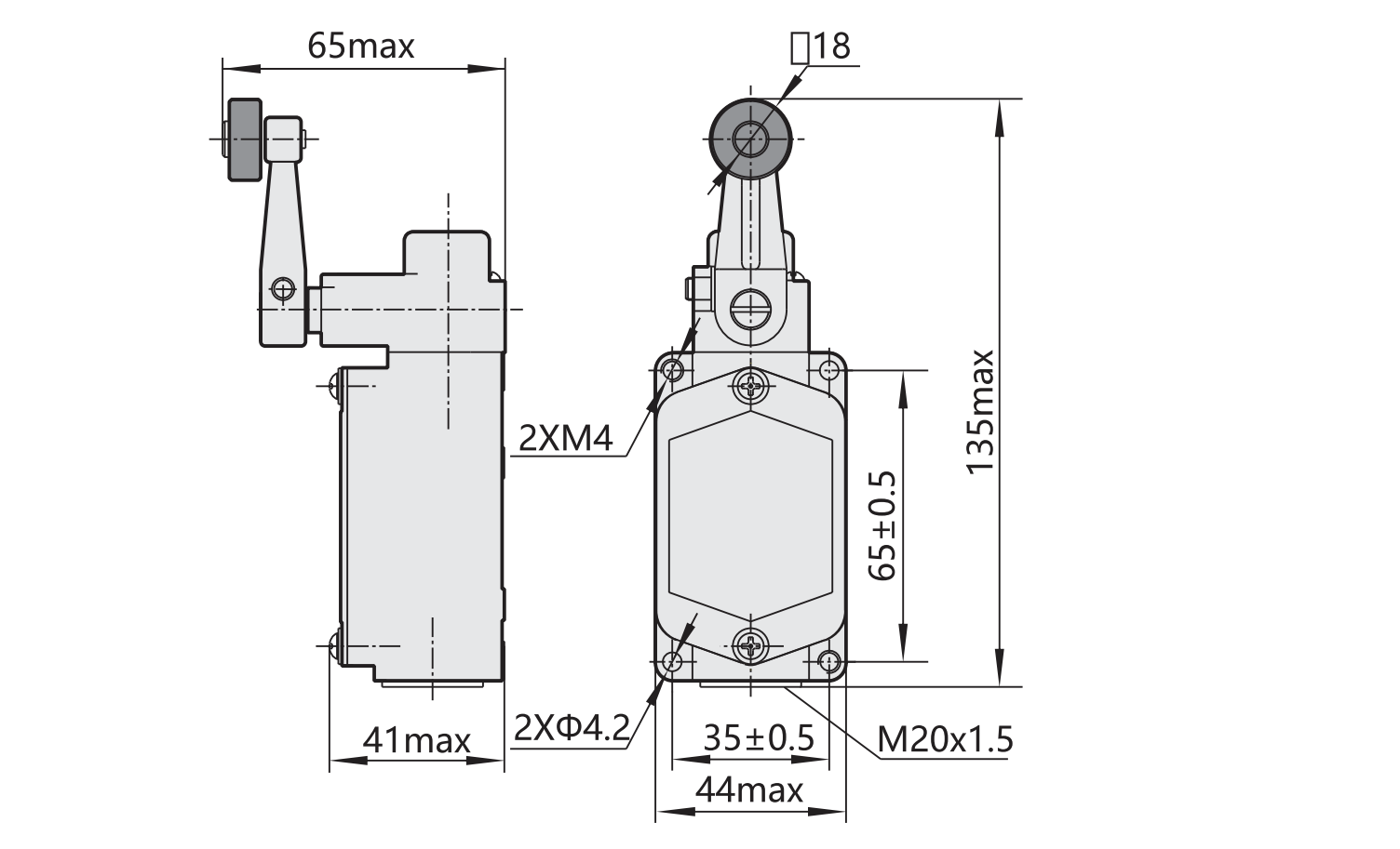 Выключатель концевой CHINT YBLX-K1/111 1NO+1NC с одинарным метталическим роликом 5A 220 V (441038) - фото 2