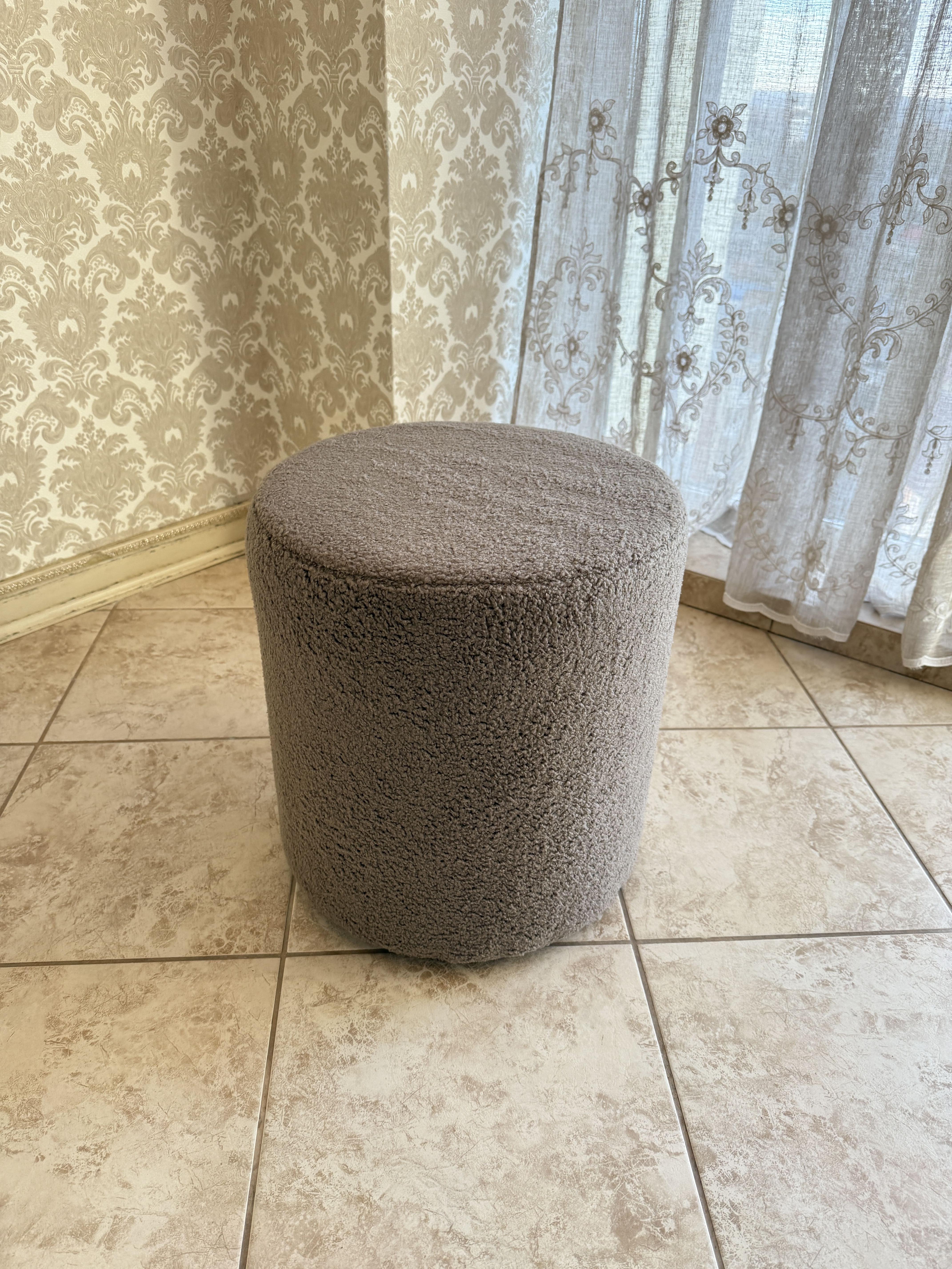 Пуф круглый велюровый Тедди 380х420 мм Коричневый (52525)