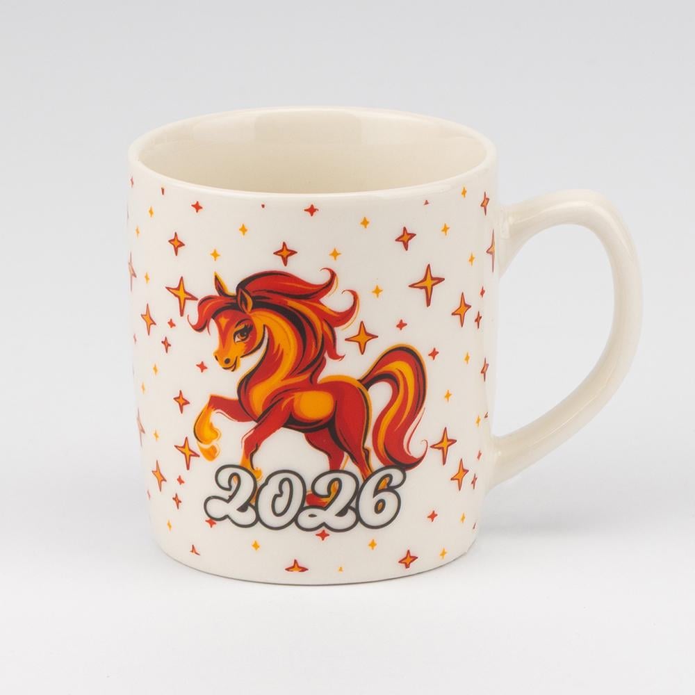 Чашка з ложечкою Символ 2026 Вогняний Кінь 200 мл (9250-002) - фото 1 Чашка з ложечкою Символ 2026 Вогняний Кінь 200 мл (9250-002) - фото 1