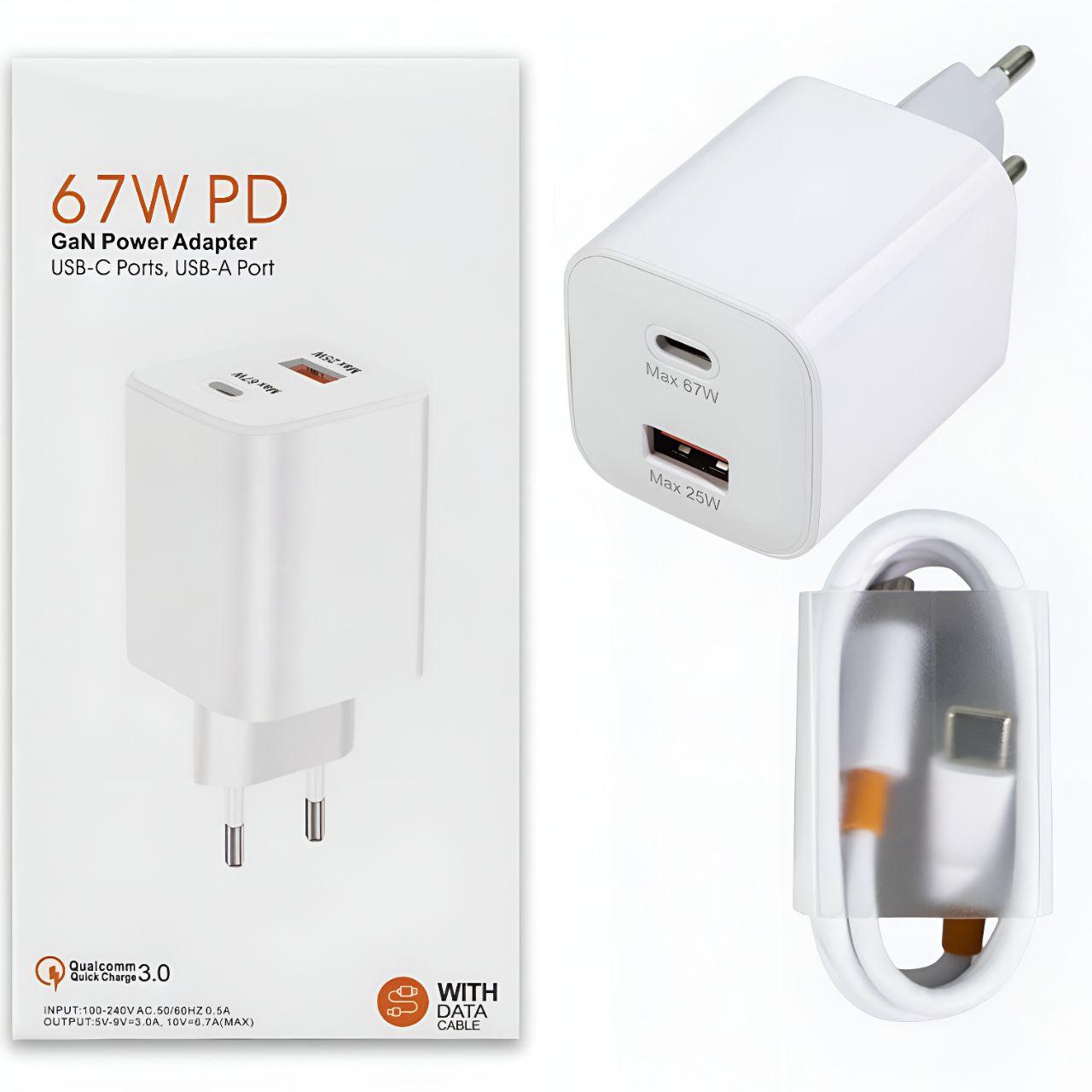 Зарядное устройство 67W 2в1 USB-A/Type-C