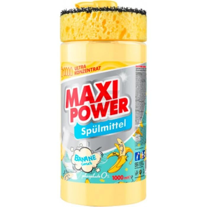 Средство для мытья посуды Maxi Power Банан с губкой 1 л (408499)