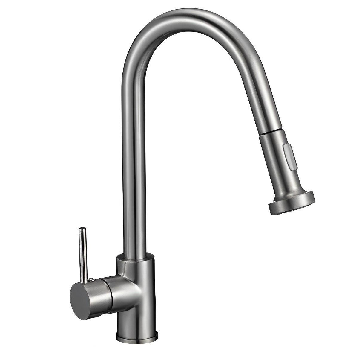 Змішувач для кухні Vito 1501-031SN з висувним виливом Сатин (31233)