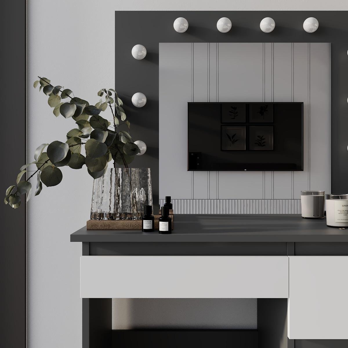 Туалетний столик Beauty 940х430х1400 мм Графіт/Білий діамант (GATB31070100000) - фото 4 Туалетний столик Beauty 940х430х1400 мм Графіт/Білий діамант (GATB31070100000) - фото 4