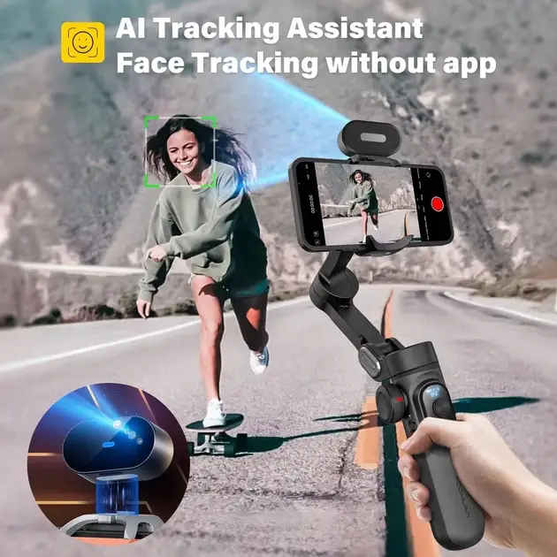 Стабілізатор триосьовий AOCHUAN Professional Gimbal Stabilizer Smartphone SMART X Pro AI Black - фото 3