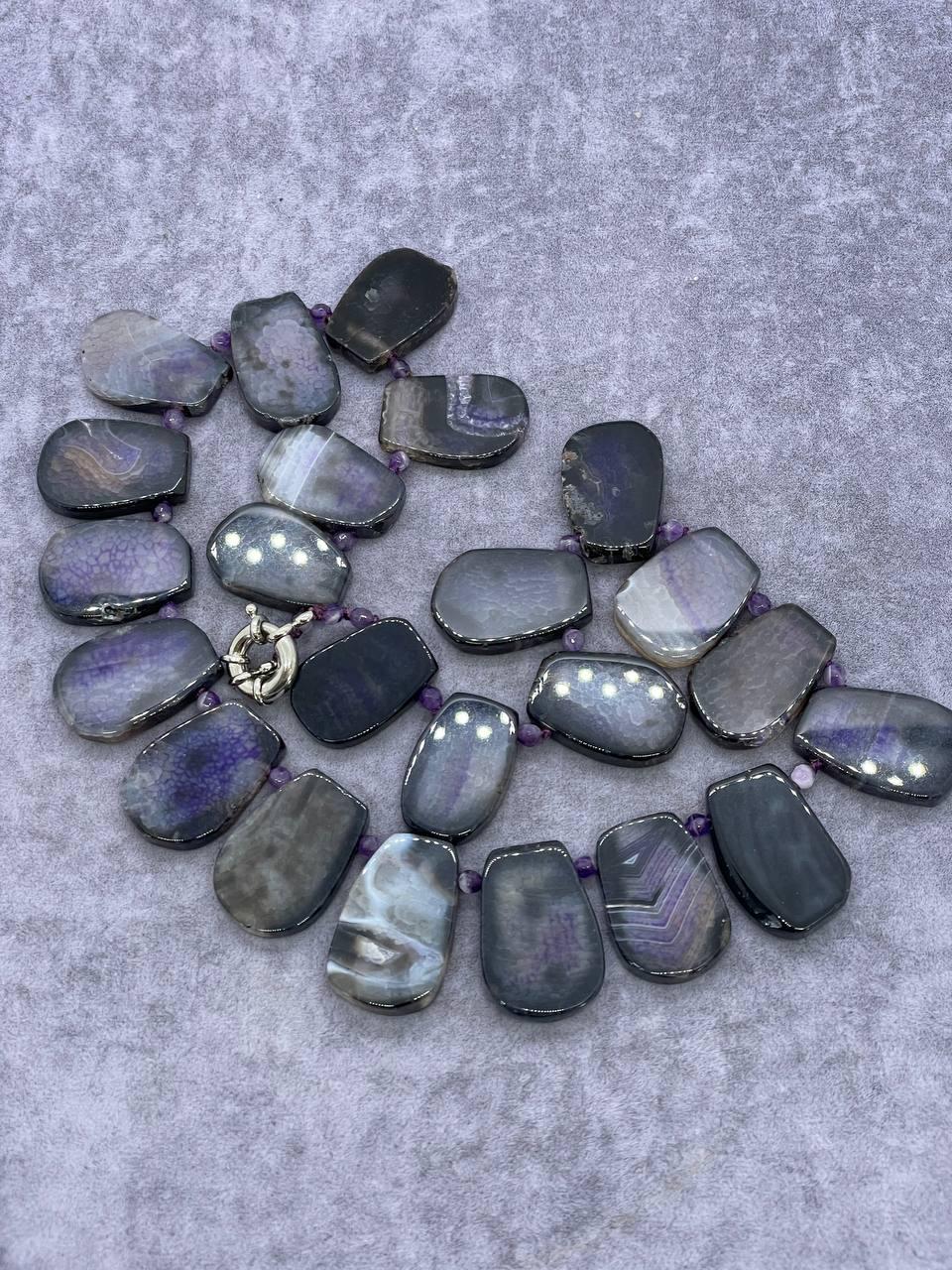 Бусы агат 45 см Фиолетовый (612)