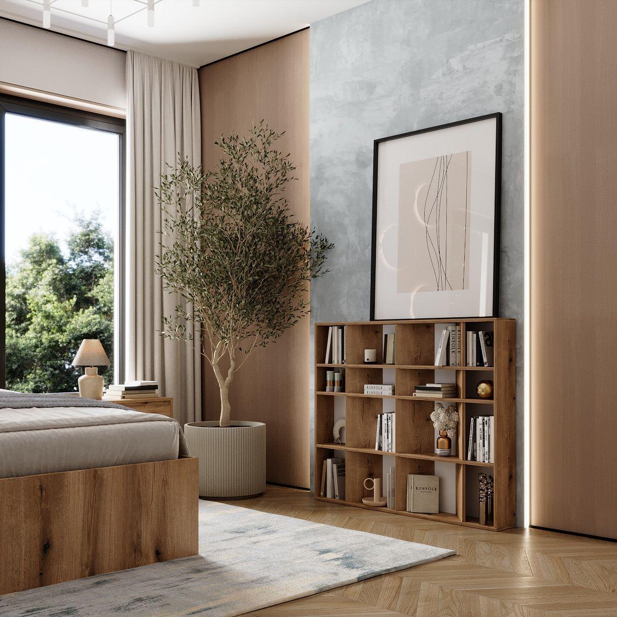 Стеллаж для книг AiH Light 16 ячеек 120х100х16 см Дуб Эвок (LT14100000000)