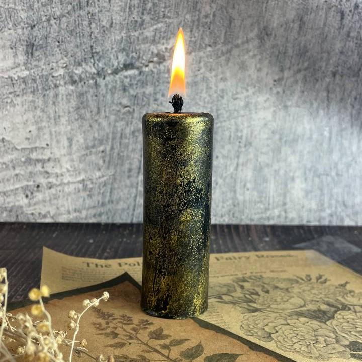 Свічка воскова Циліндр 3,5х10 см Золотий/Чорний (810) - фото 2