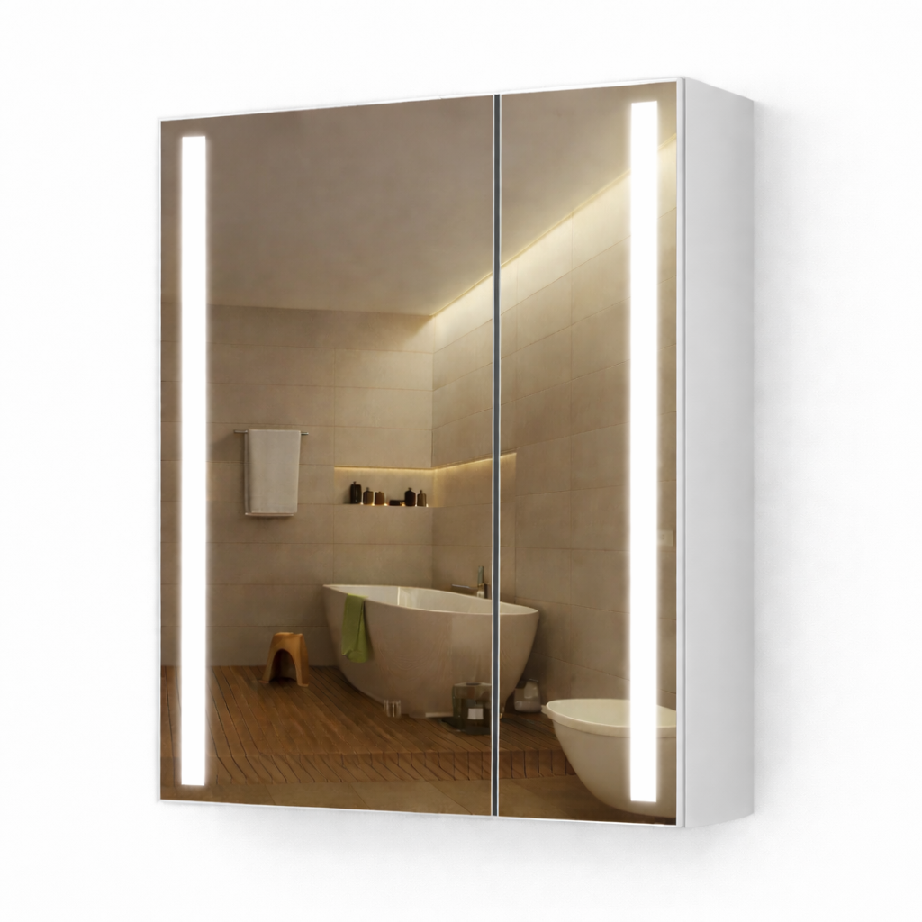 Зеркальный шкаф для ванной комнаты G13 Эко с LED-подсветкой 70х60х15 см