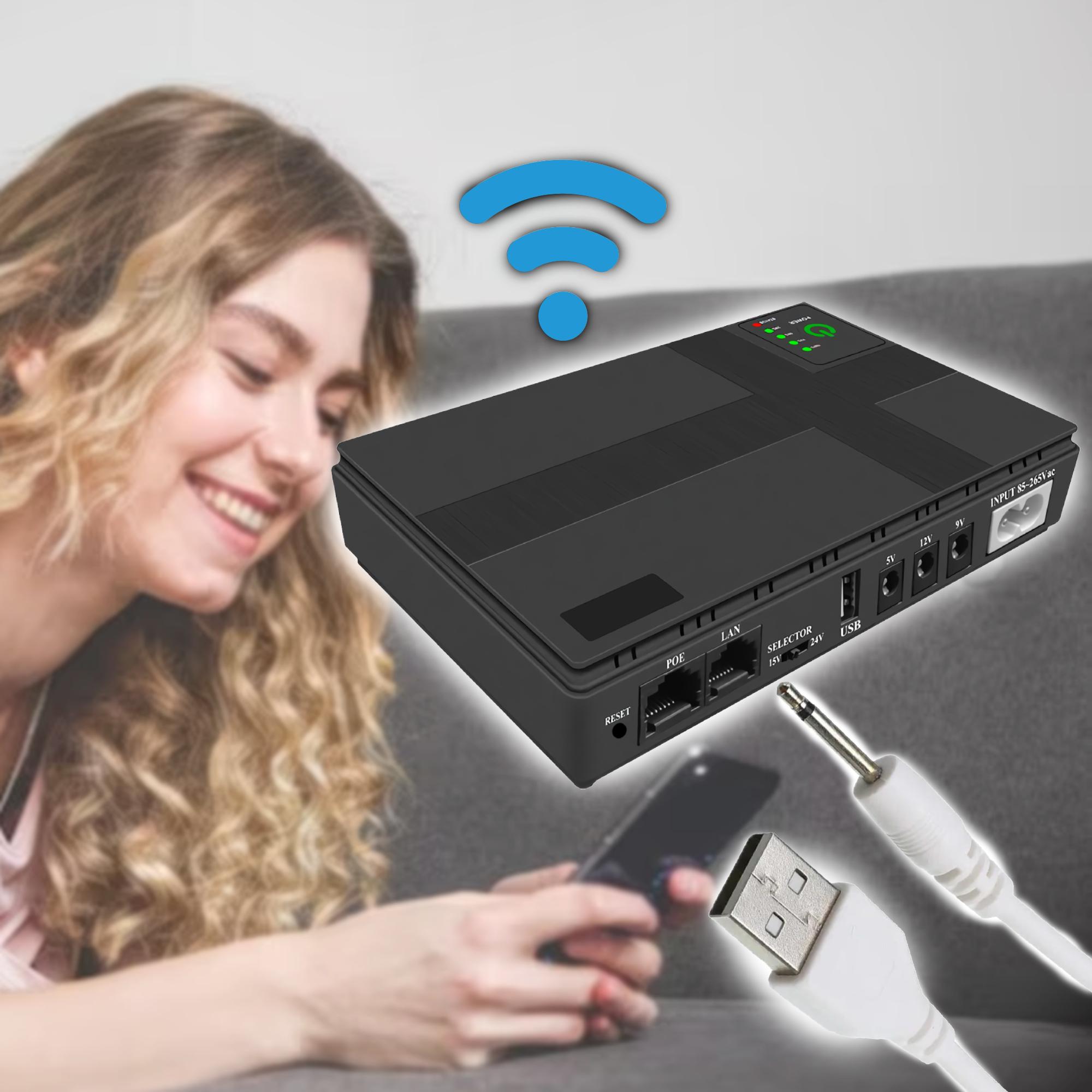 Джерело безперебійного живлення для роутеру mini-UPS DC1018P WI-Fi 12V/9V/5v 10 400 mAh Чорний - фото 2