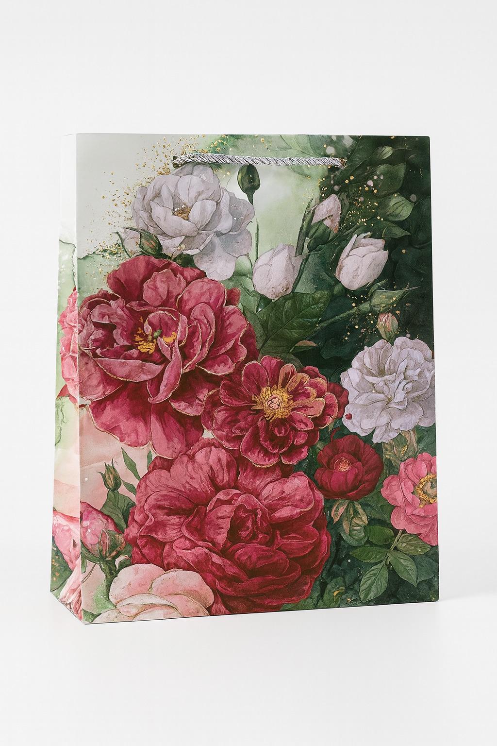 Пакет подарочный бумажный Flowers 3D L 31х40х12 см (R34427-L)