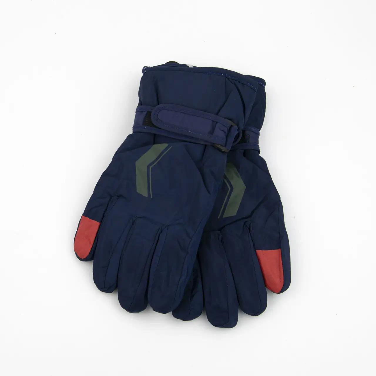 Подростковые перчатки болоневые с мехом на липучке Синий (23-12-68)