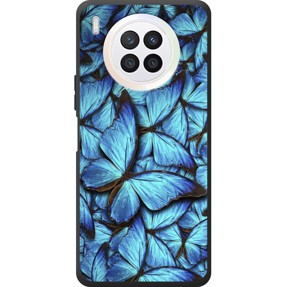 Чехол BoxFace Huawei Nova 8i лазурные бабочки Черный силикон (43692-up1550-44633)