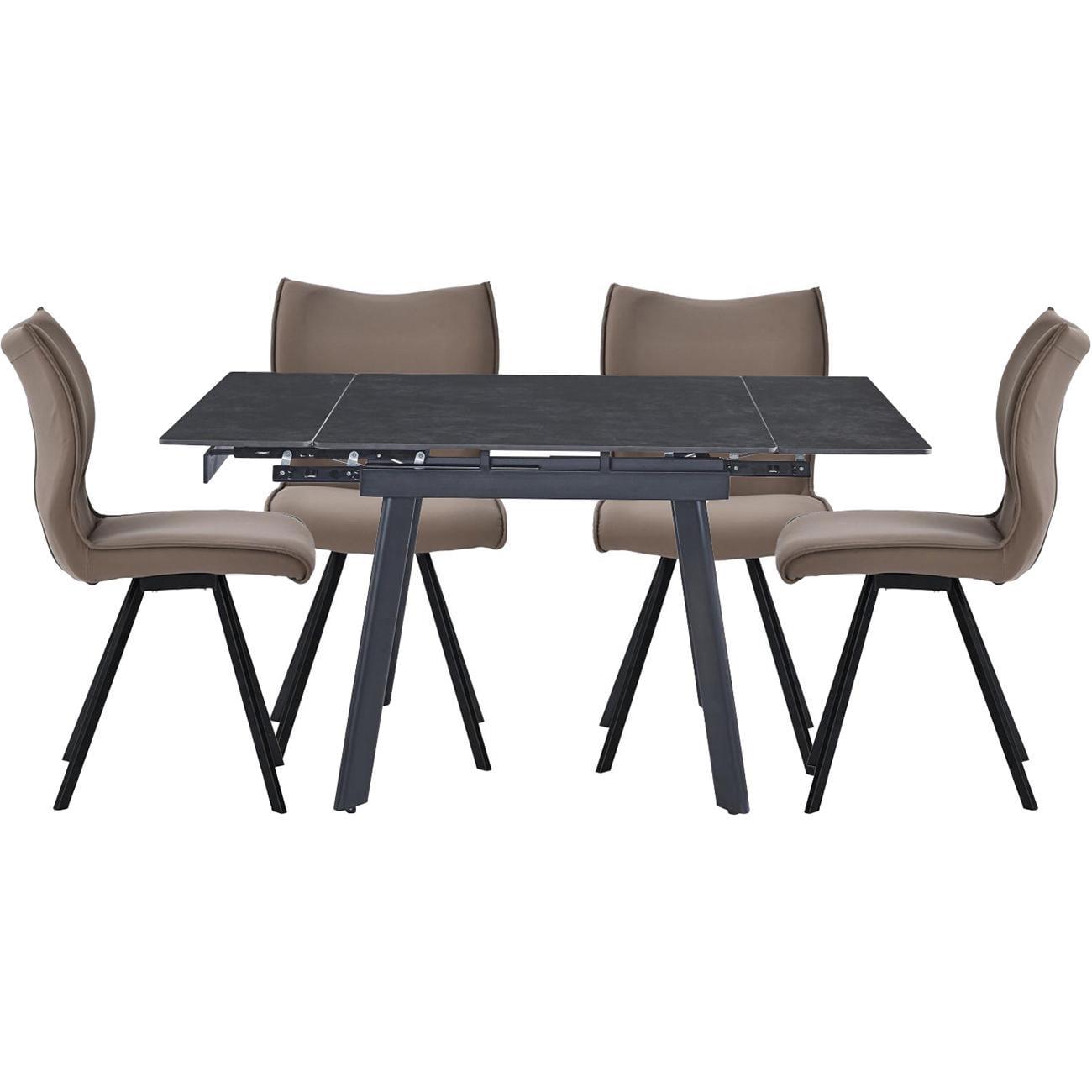 Стол и 4 стула HUGO/TED 90 см Dark grey (13577_13597)