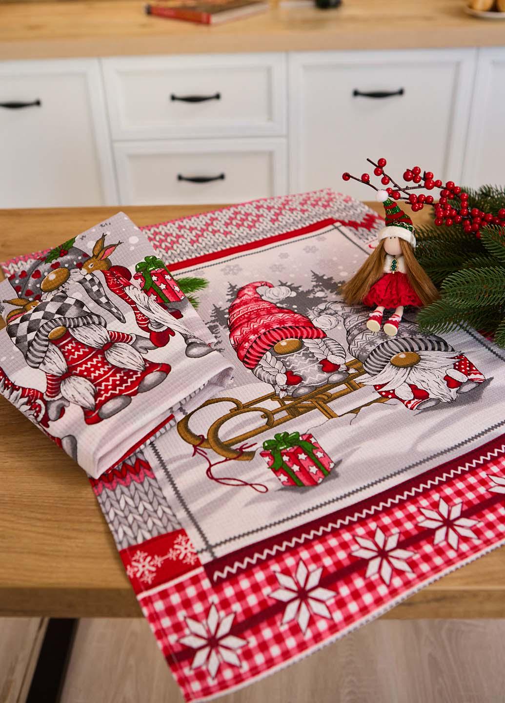 Набір вафельних рушників новорічний Гноми 60х47 см 3 шт. - фото 5 Набір вафельних рушників новорічний Гноми 60х47 см 3 шт. - фото 5