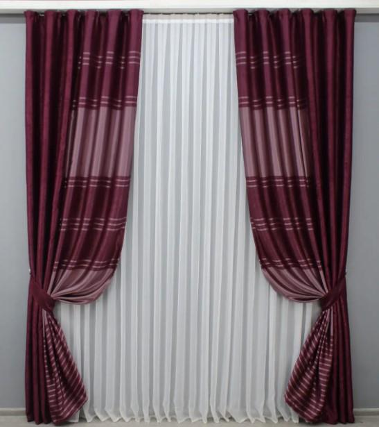 Шторы софт 1,5х2,7 м 2 шт. Бордовый/Малиновый (014дк/130-1383ш)