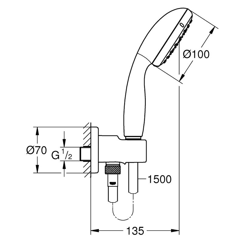 Душовий гарнітур Grohe New Tempesta 100 2 режими струменя (GROHE/26406001) - фото 3