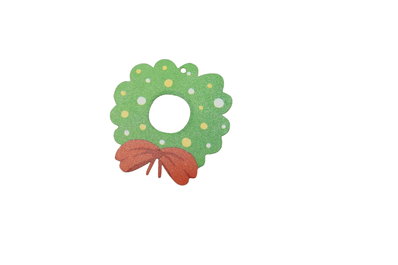 Игрушка елочная Рождественский венок УФ-печать 7х7 см Зеленый (НР-405)