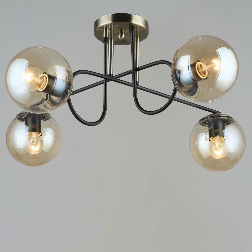 Люстра стельова Lighthouse SRS-19773/4 BK/AB Бронзовий/Чорний/Бурштиновий 