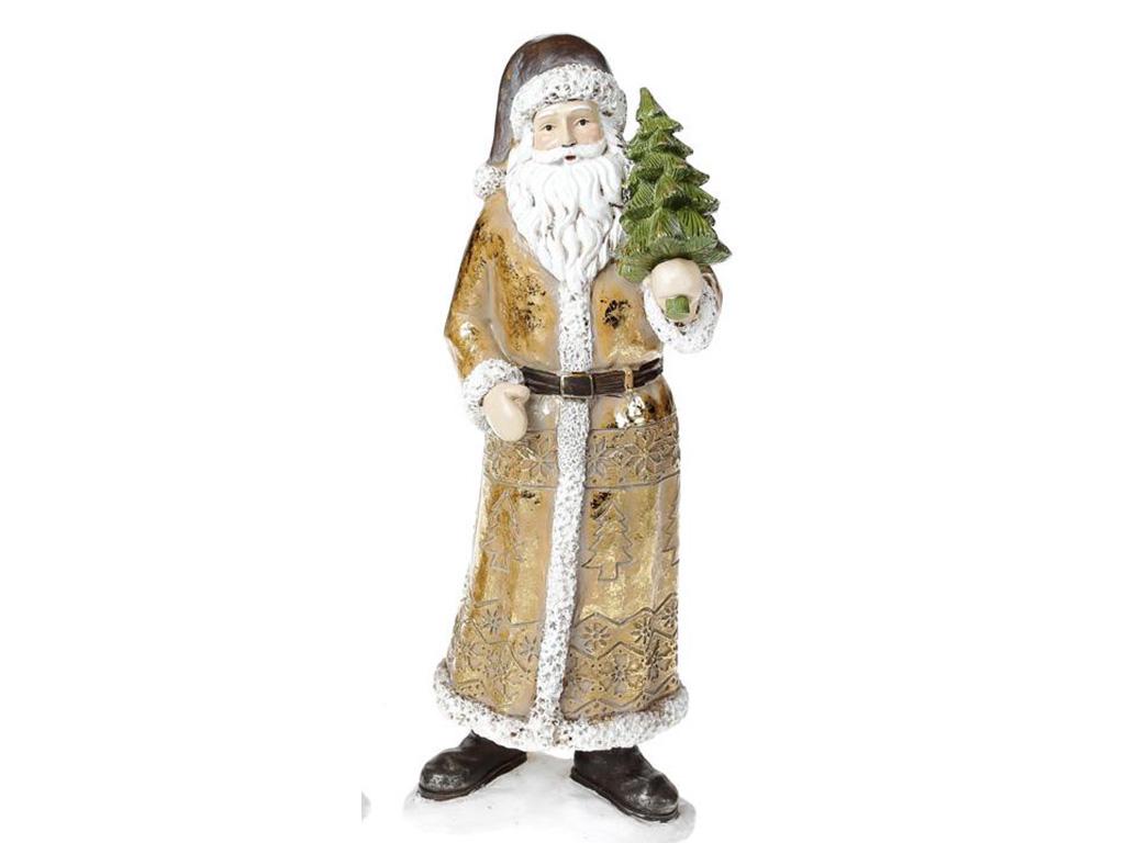 Статуэтка декоративная Санта с елочкой 30 см Шампань (BD-218-712)