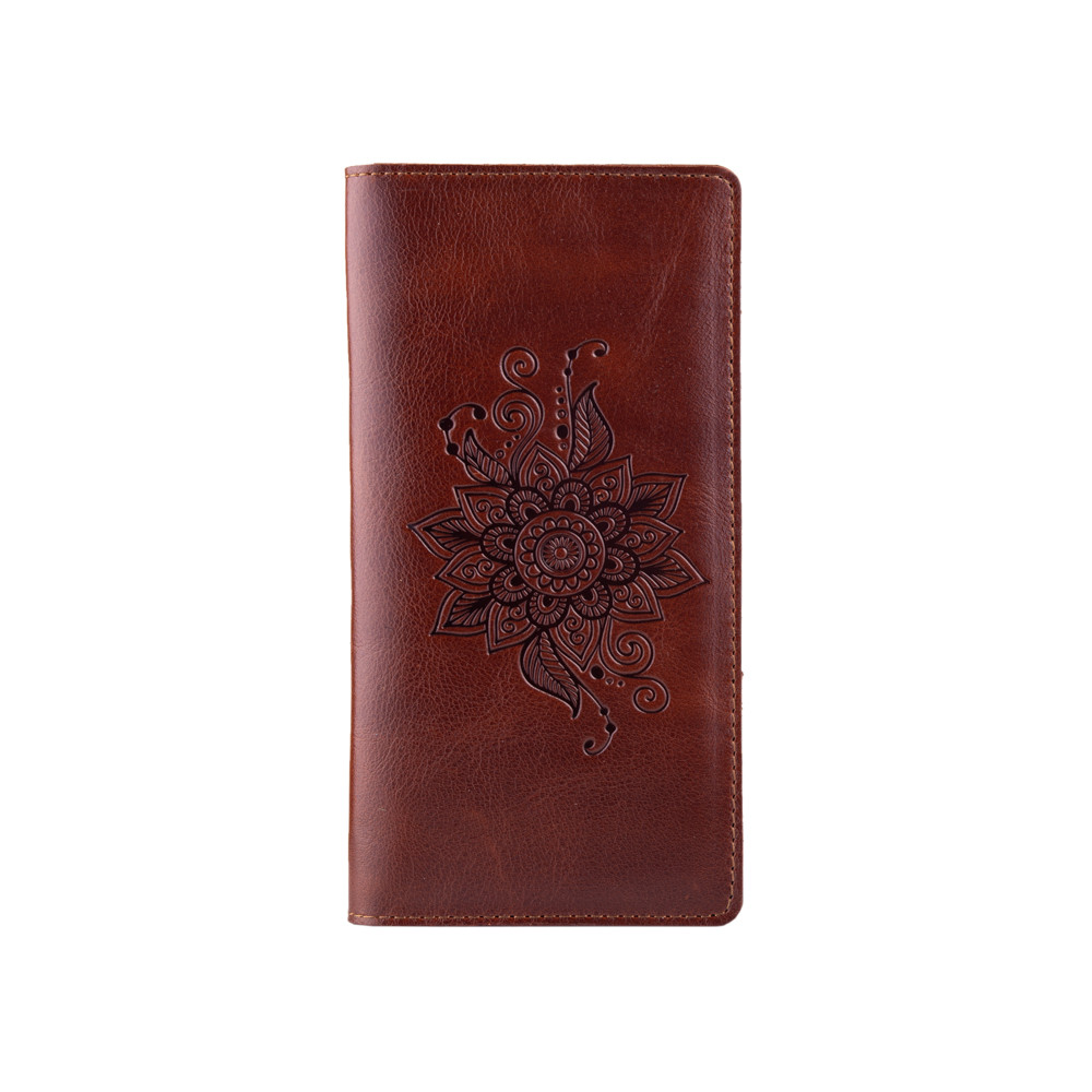 Кошелек Mehendi Classic из глянцевой натуральной кожи и отделением для монет Коньячный (WP-05-C19-1436-T006)