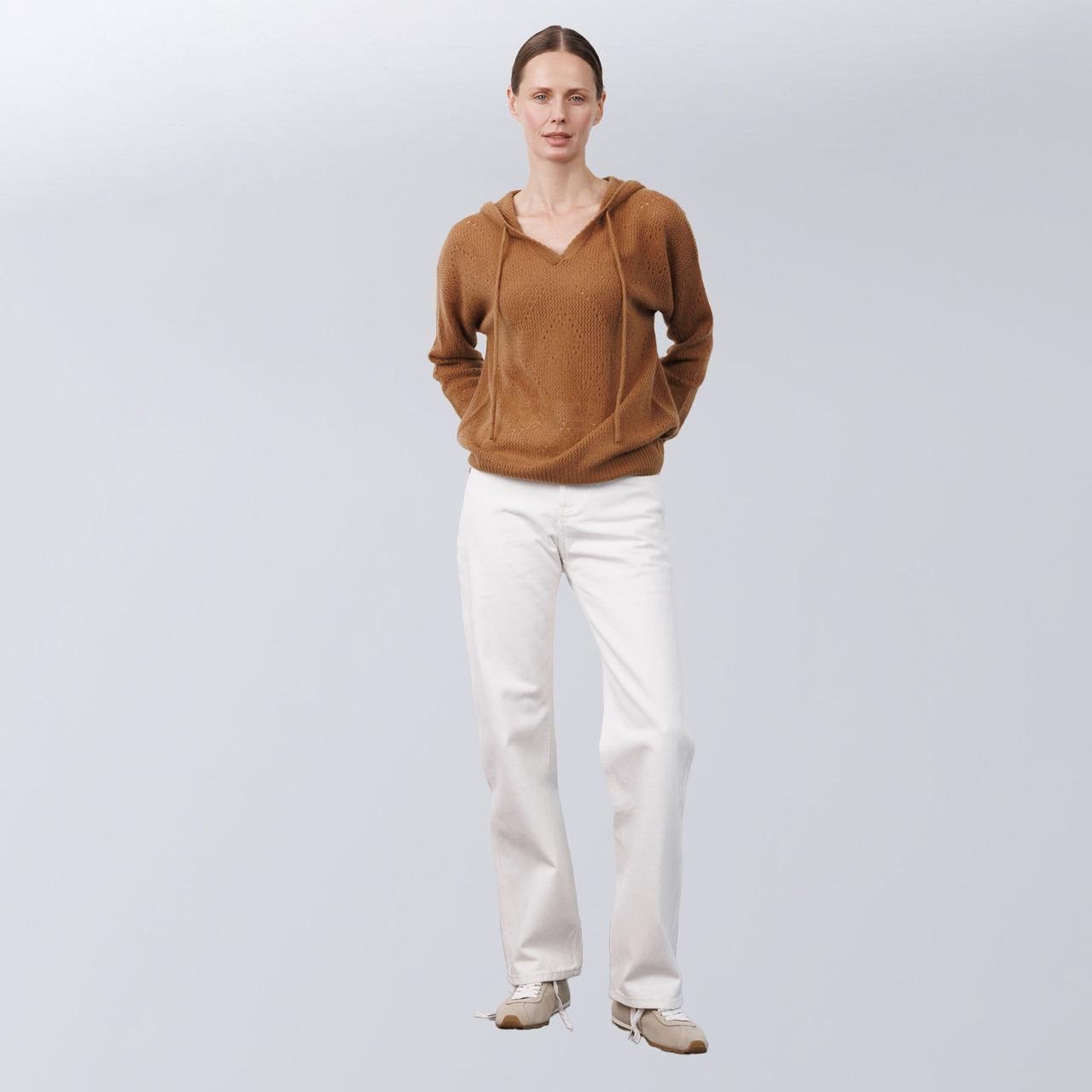 Светр з капюшоном жіночий повсякденний Loro Piana S Коричневий (2797308411)