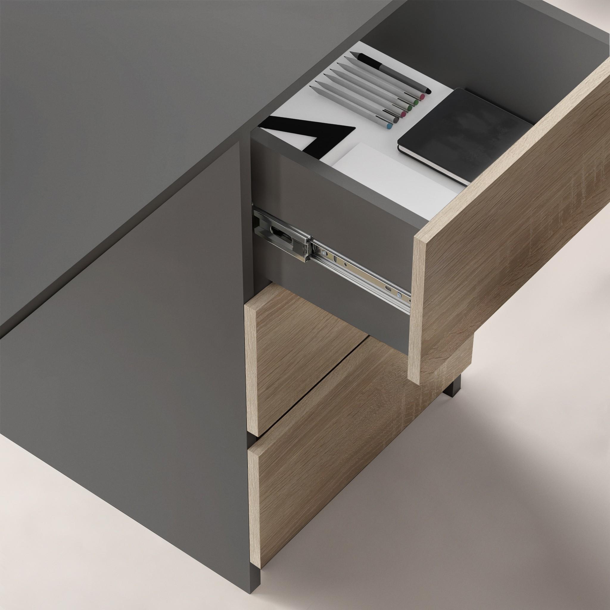 Письмовий стіл на 3 шухляди без ручок FT-224 1200x600x750 мм Антрацит/Дуб Сонома - фото 3 Письмовий стіл на 3 шухляди без ручок FT-224 1200x600x750 мм Антрацит/Дуб Сонома - фото 3