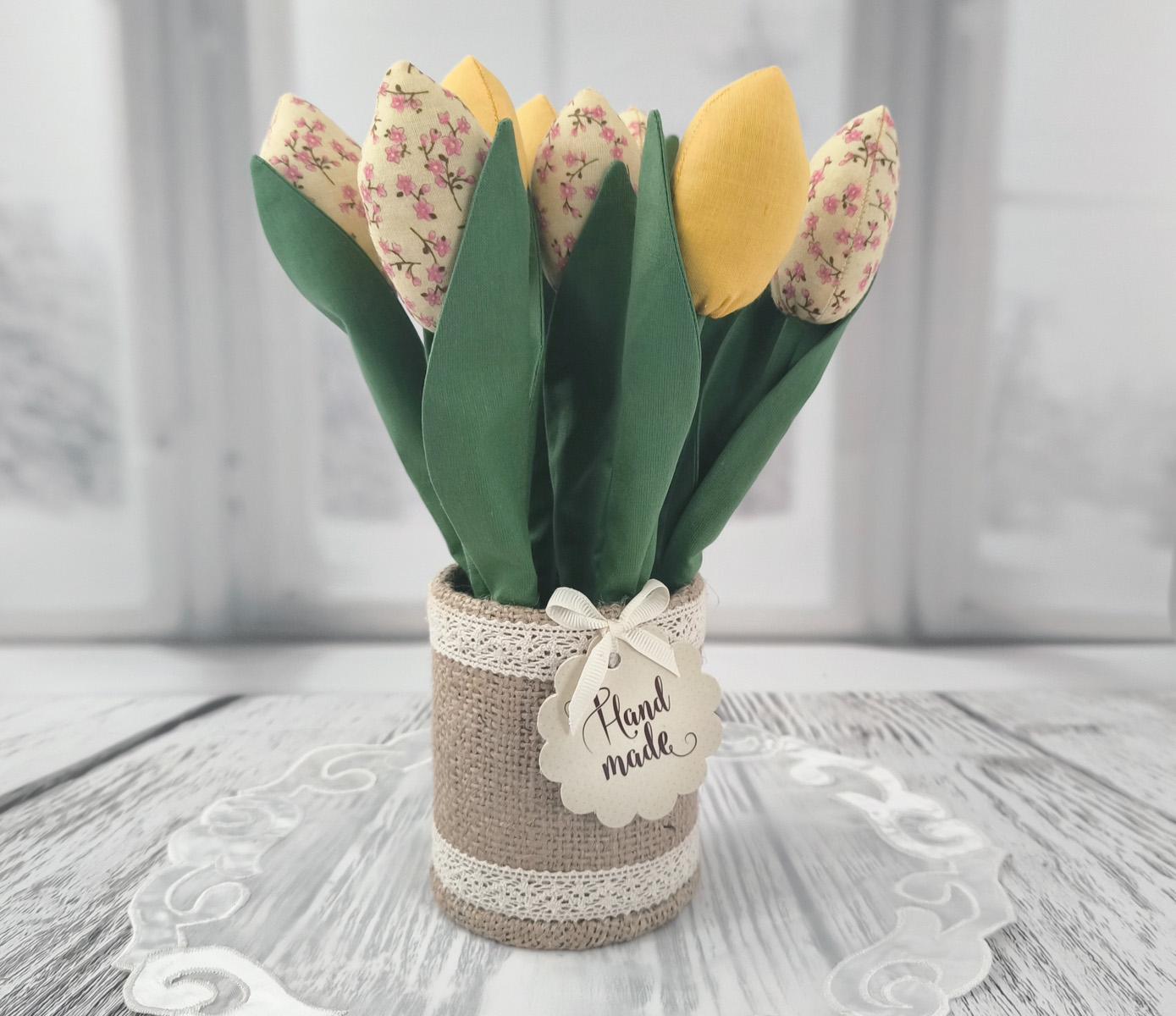 Искусственные тюльпаны тильда в кашпо Желтый (1857119827) Искусственные тюльпаны тильда в кашпо Желтый (1857119827)