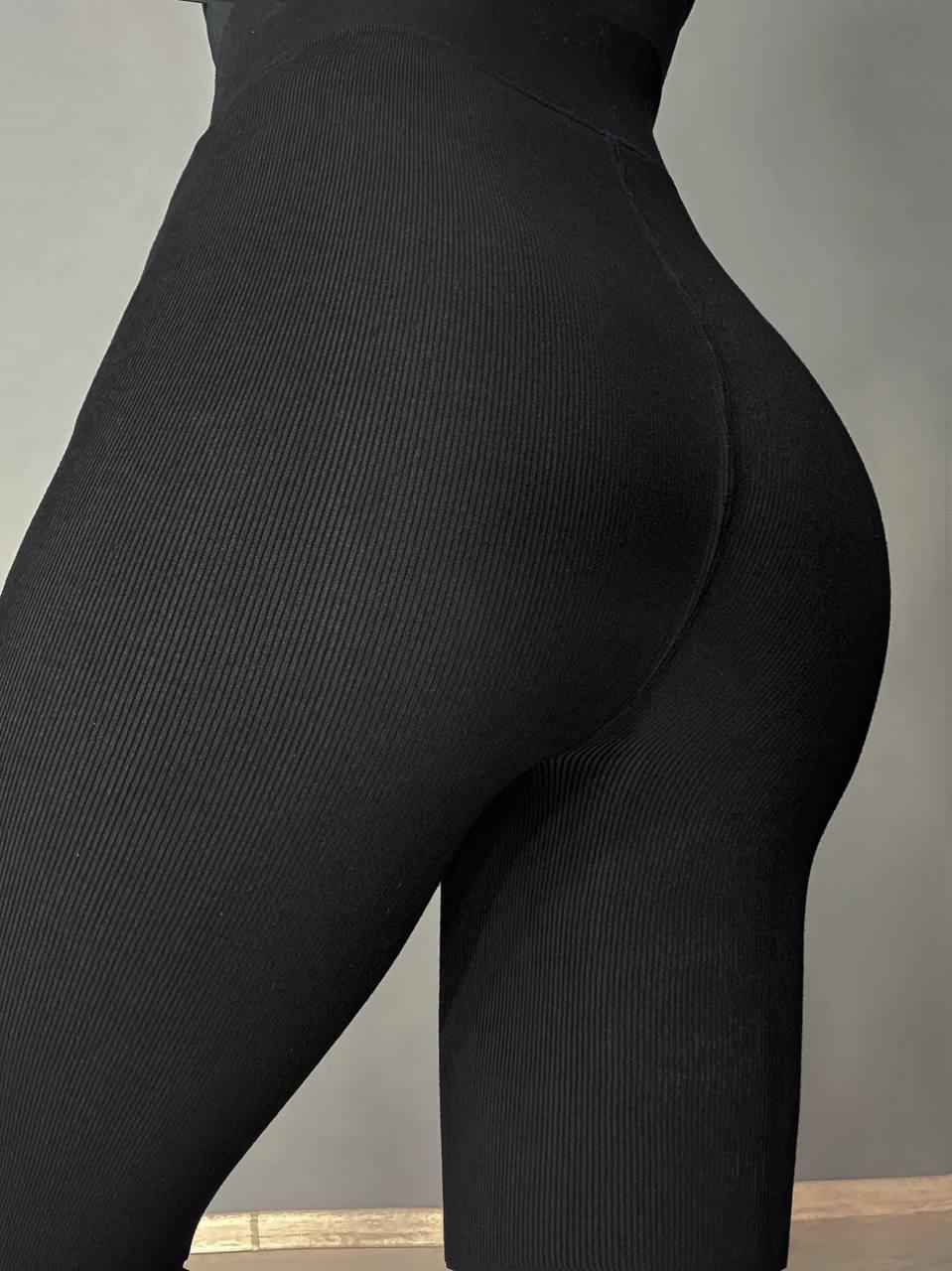 Лосины женские Kataya 6829 утепленные в рубчик хлопковые р. 42-48 Черный (5373) - фото 5