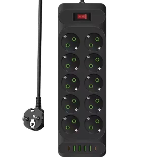 Удлинитель сетевой UA Power F35U 10 розеток 4 USB 2 Type-C 4 м Black (34188140) Удлинитель сетевой UA Power F35U 10 розеток 4 USB 2 Type-C 4 м Black (34188140)