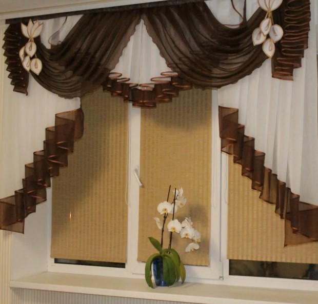 Ламбрекен на карниз шифон 2 м Шоколадный (147)