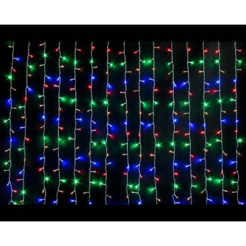 Светодиодная гирлянда Штора 3x1,5 м 240 LED с переходником Цветная
