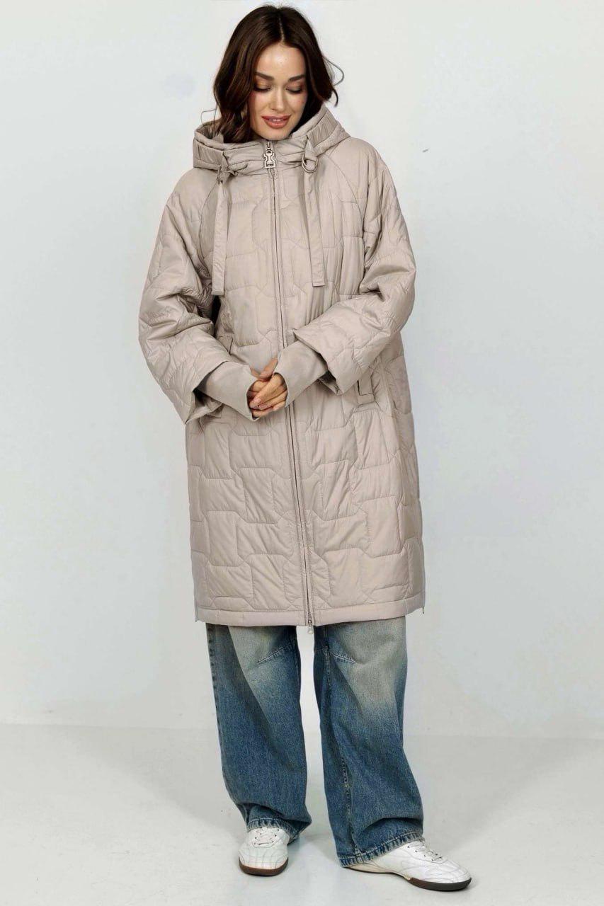 Пальто-реглан женское на флисе больших размеров р. 56 Жемчужный айвори (33304750)