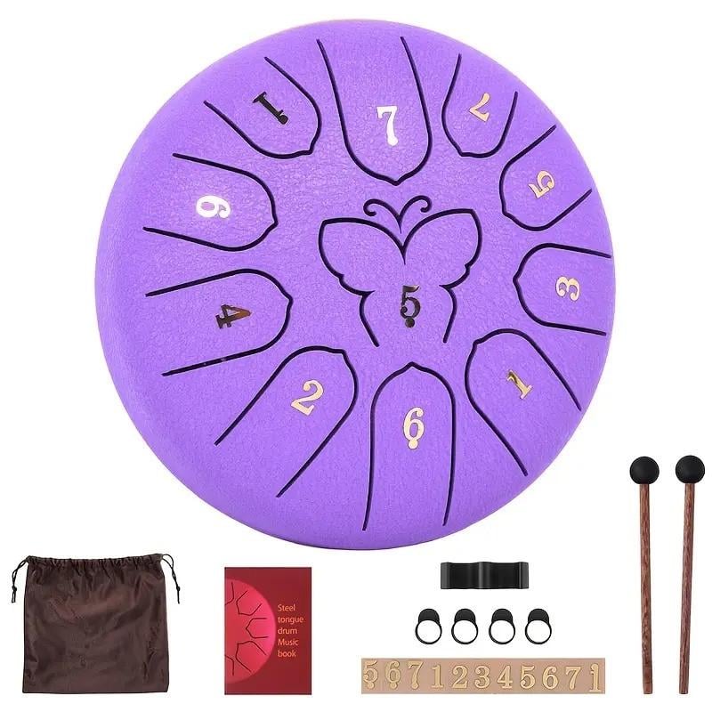 Глюкофон ручной на 11 нот Tongue Drum C major Butterfly 16 см Purple (2610869455)