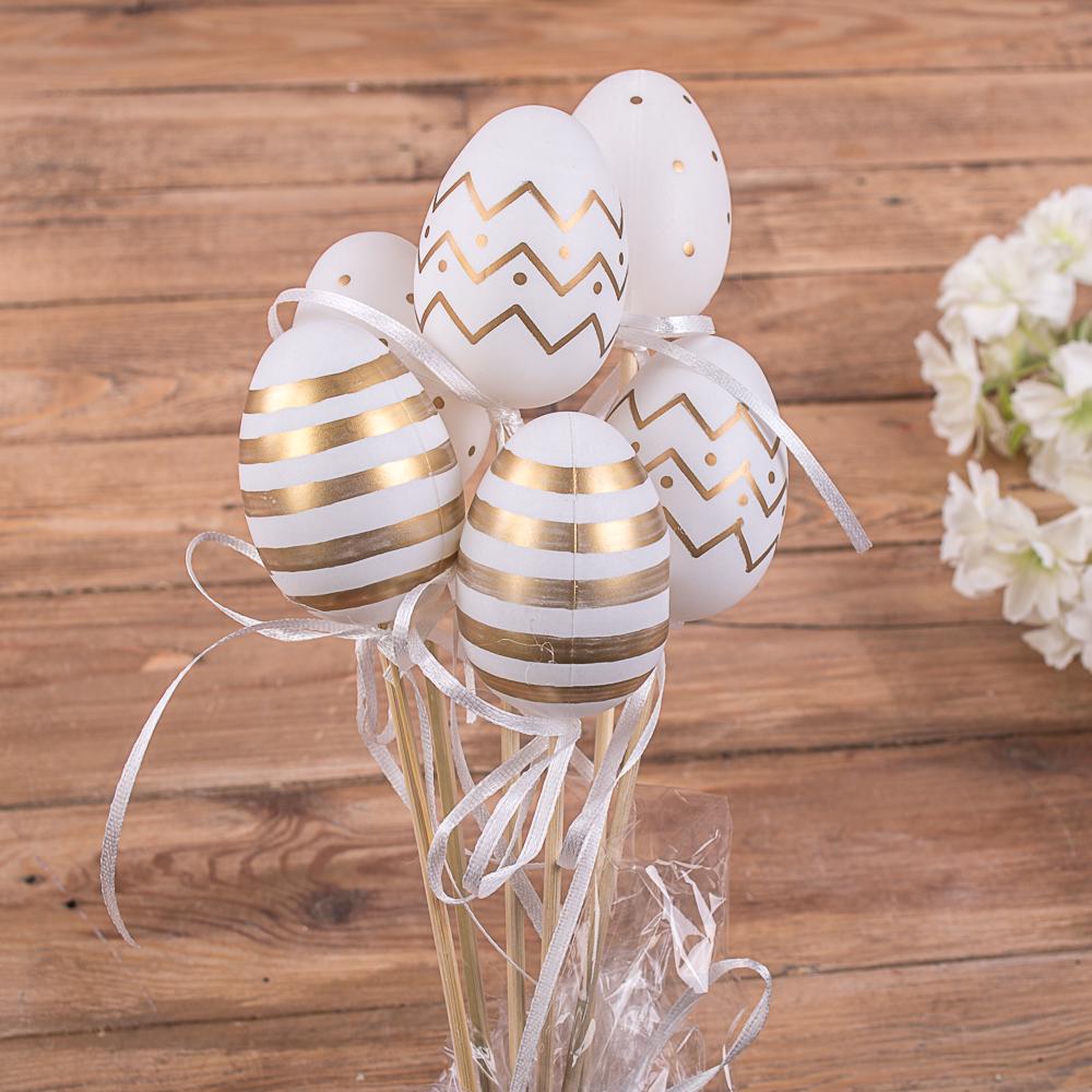 Яйца пластиковые 6 шт. Бело-золотой (3580-22)