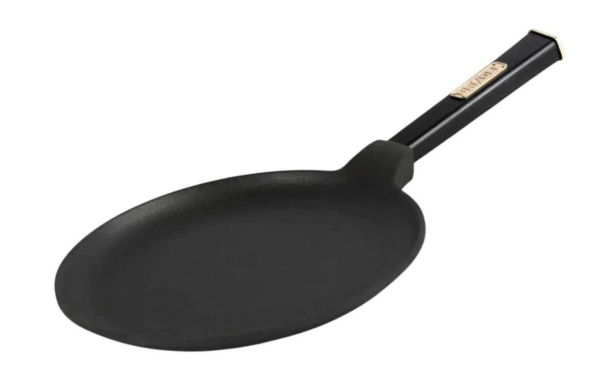 Сковорода чавунна Brizoll Optima для млинців з дерев'яною ручкою Black 240х15 мм (O2415-P1)
