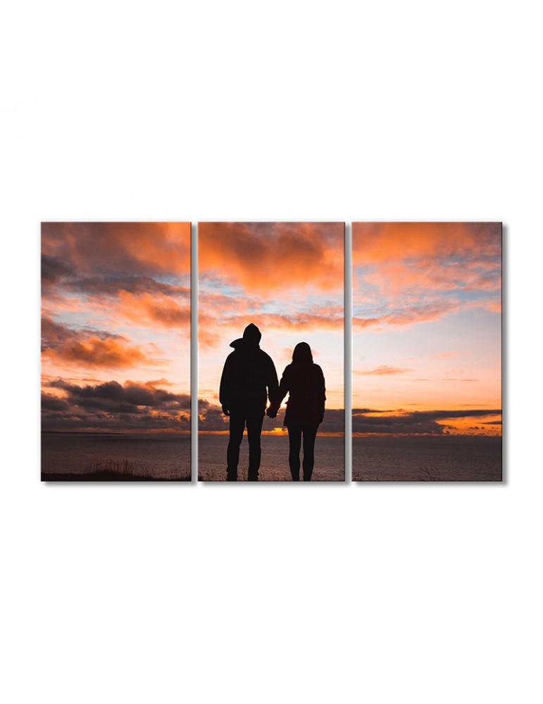 Картина модульная Пара на закате 3 модуля 90x135 см