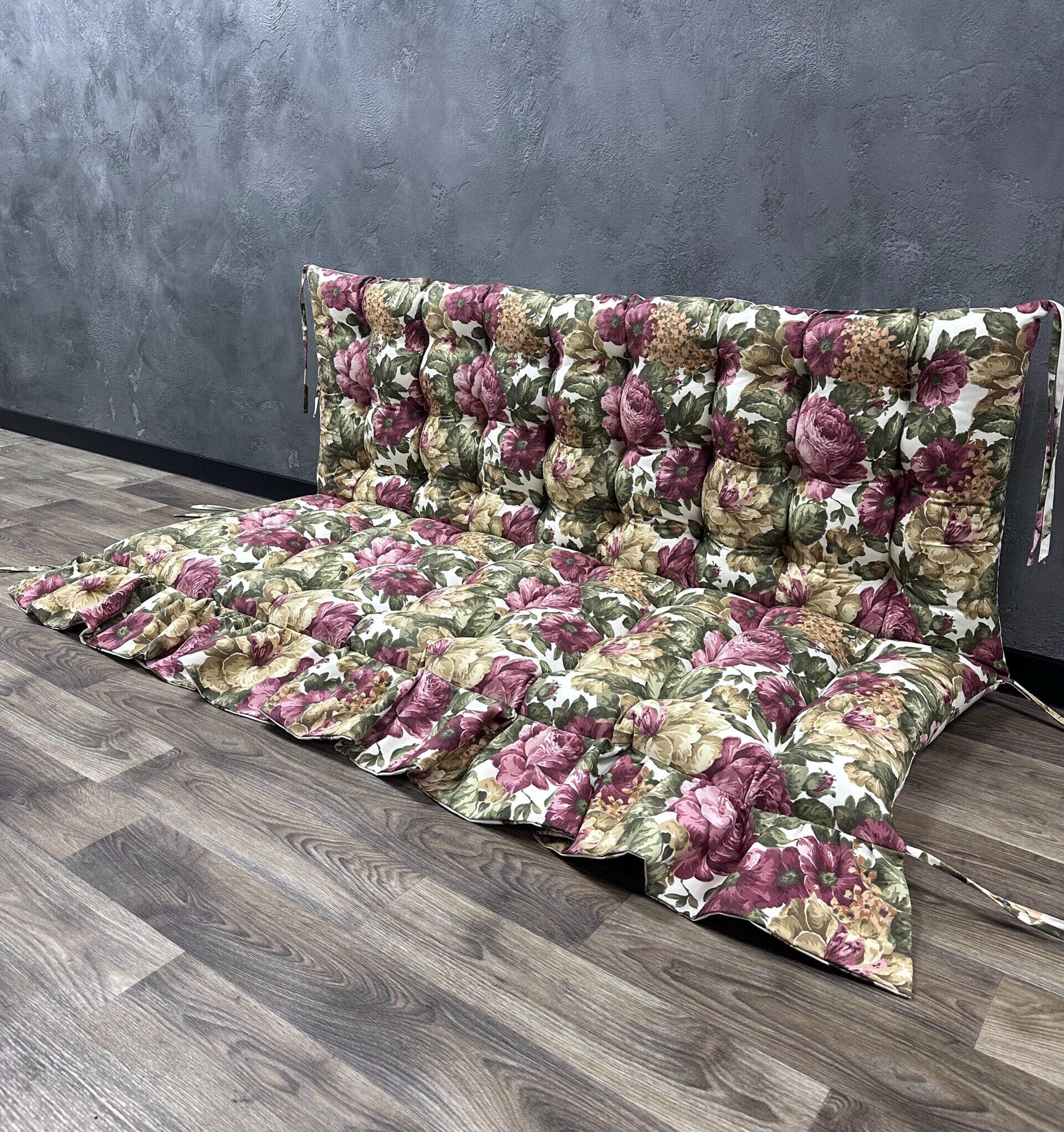 Подушка Сomfort Home Autumn flowers на поддоны/качели/каркасы/садовую мебель с рюшей 100х50х50 см